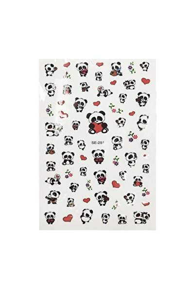 Flash Tattoos® Lovely Panda Kalpler Desenli Kendinden Yapışkanlı Nail Art Süs...