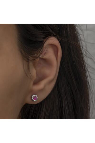 CHIC TOUCH Yakut Taşlı Gümüş Küpe