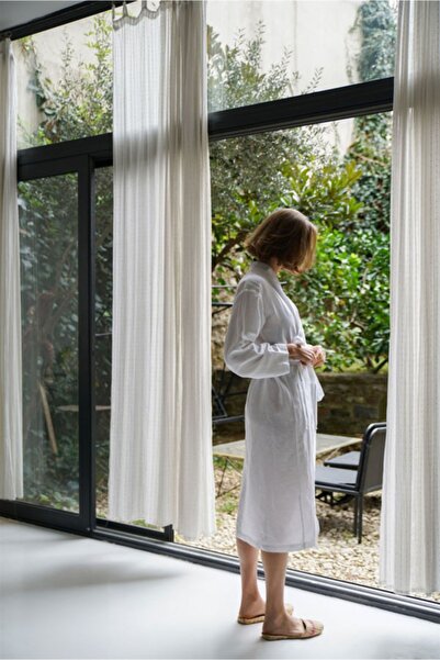 Dem Sade Kimono Bornoz 35% Pamuk 65% Keten Organik Dokuma Unisex