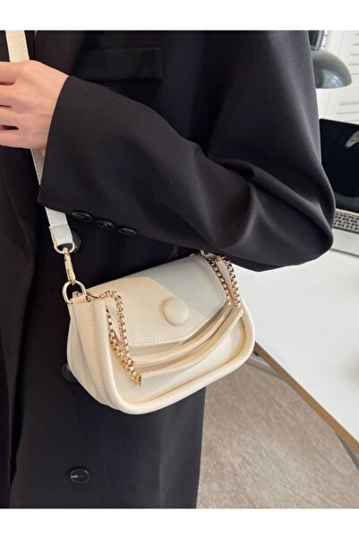 Katusa Cream Chain Baguette Bag