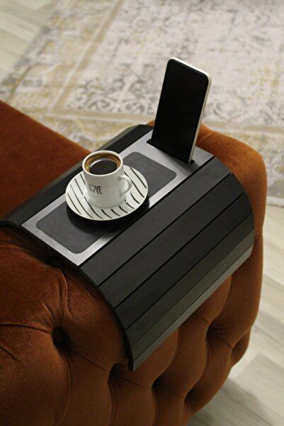 Mobitell Deri Tabanlı Telefon Tutacaklı Koltuk Kolçak Sehpası