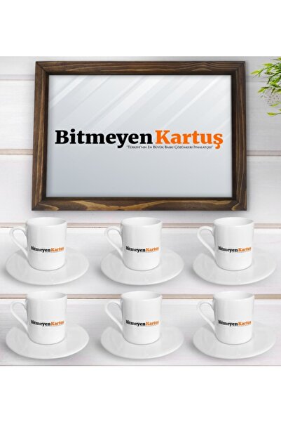 Bk Gift Firmalara Özel Logolu Doğal Ahşap Tepsi Ve 6’lı Kahve Fincan Takımı