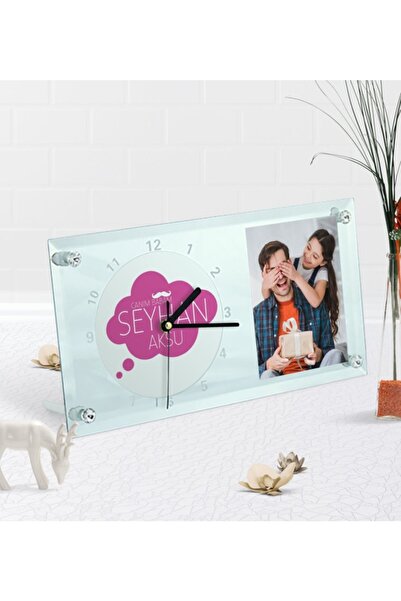 Bk Gift Kişiye Özel Fotoğraflı Canım Babam Masaüstü Cam Saat-2
