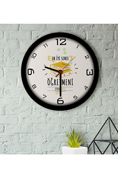 Bk Gift Kişiye Özel En Iyi Sınıf Öğretmeni Ahşap Duvar Saati-6