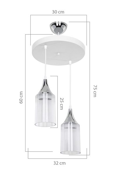 Tuğbasan Aksel 2-Piece White/Chrome Decorative Chandelier