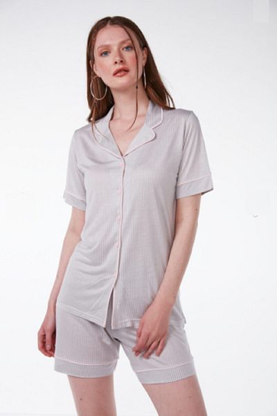 BAHHAR Front Buttoned, Shirt Collar, Short Sleeve, Shorts, Women's Bamboo Fabric Pajamas Set