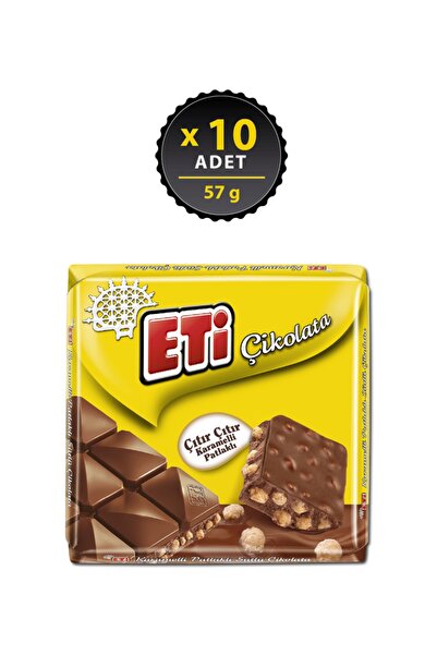 Eti Çikolata Karamelli Patlaklı Sütlü Kare 57 g x 10 Adet