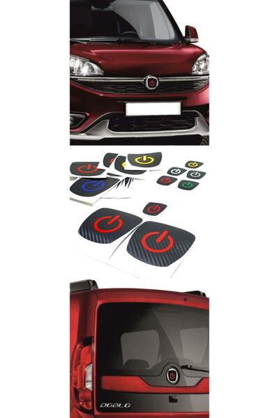Carmind Fiat Doblo Logo Içi Power Buton Sticker 3 Lü Set