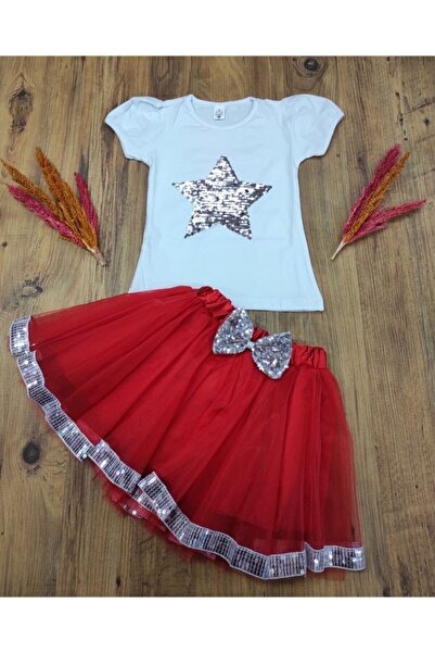 Nacar Kız Çocuk Ikili Takımı 23 Nisan Gösteri Kıyafeti Tshırt Ve Etek