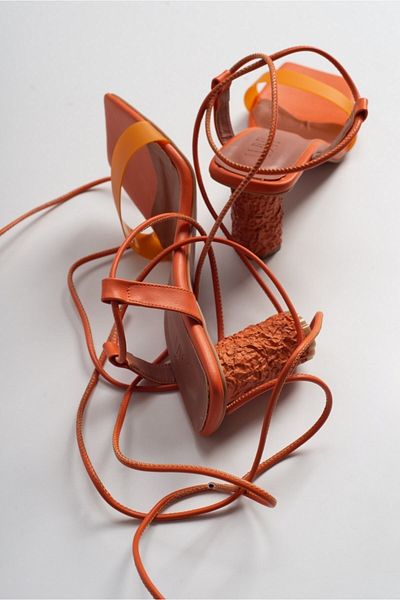 LuviShoes 801 Orange Skin Heeled Women's Sandals