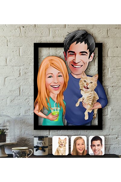 Bk Gift Kişiye Özel Evcil Dost Aile Karikatürlü 3d Ahşap Tablo-8