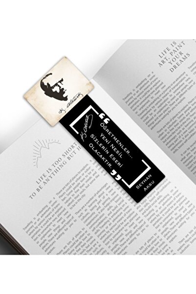 Bk Gift Kişiye Özel Isimli Atatürk Temalı Ahşap Kitap Ayracı-23