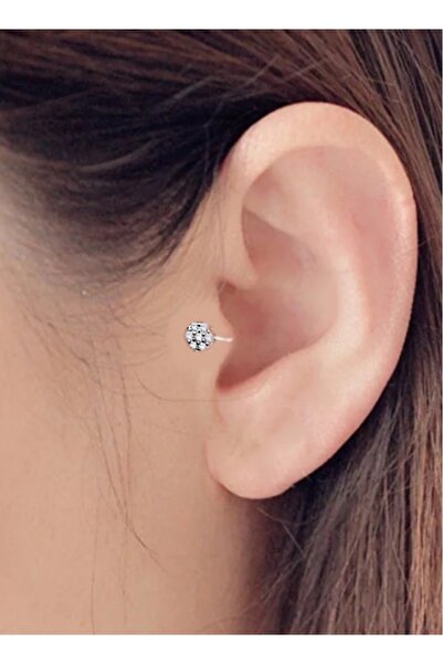 TakıConcept 925 Ayar Gümüş Deliksiz Sıkıştırma Fake Piercing Hızma Küpe