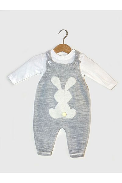 minik ay Rabbit Detailed Badi Gardener Knitwear Jumpsuit