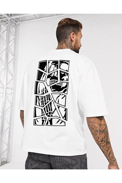 Machetta Skullcracked Printed Unisex Oversize T-Shirt - Crew Neck