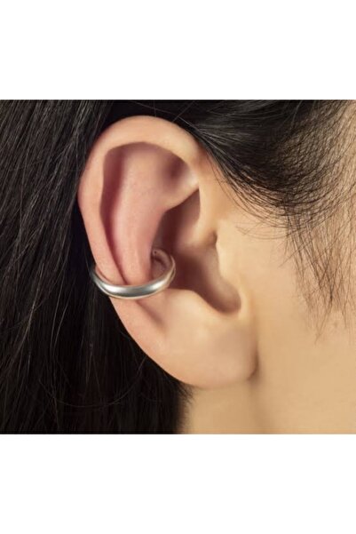 TakıConcept Ear Cuff Çelik Halka Deliksiz Sıkıştırma Küpe Gümüş Renk