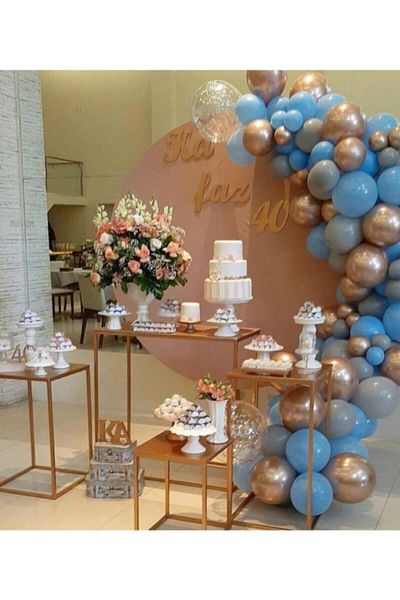 Party City Baby Blue Gray Chrome Gold Balloons Balloon Chain Set of 100