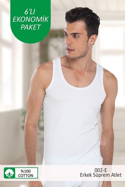 Malabadi Men's Cotton Single Jersey Tank Top - Pack of 6 E-Series 002-E