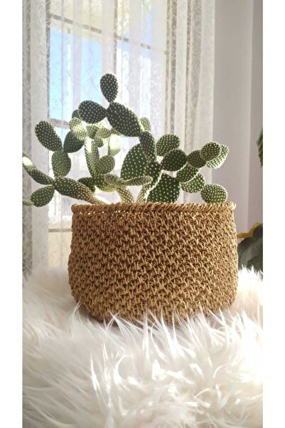 Veneris Design Hasır Saksı Sepet Saksı Kılıfı Çiçeklik