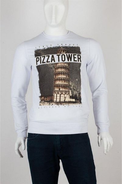 Dünyadan Hediyeler Πύργος της Πίζας Unisex Βαμβακερό φούτερ με λεπτή εφαρμογή Small