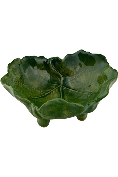 Genel Markalar Yeşil Stoneware Porselen Ayaklı Dekoratif Kase 12 x 6 cm