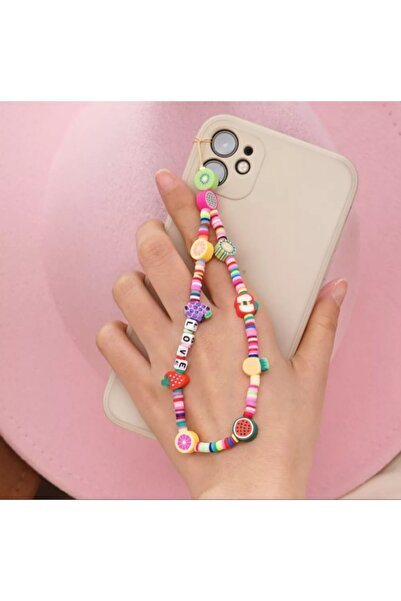 platin hediyelik Fimo Boncuklu Telefon Askısı Telefon Charmı