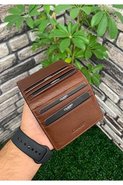 GUARD Hakiki Deri Unisex Taba/taba Patlı Tasarım Kartlık