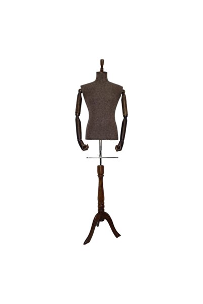 Genel Markalar Cansız Keten Kumaş Kaplı Ahşap Kollu Erkek Terzi Mankeni