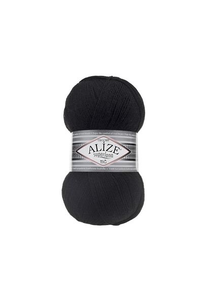 Alize Süperlana Crochet Hand Knitting Thread (Συσκευασία 5) - 60-μαύρο