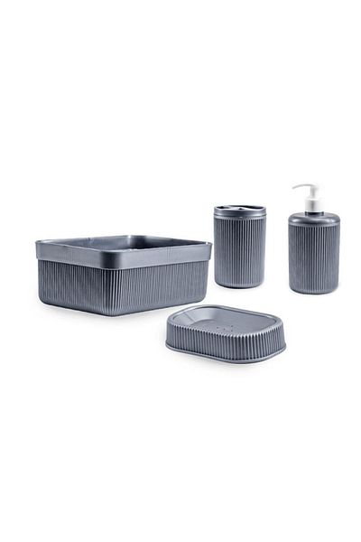 Tabivar Set de baie din plastic din 4 piese Suport perie Organizator pentru săpun