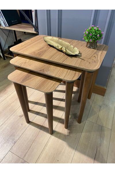 MODA SEFA MOBİLYA Zigon Sehba Ahşap Zigon Sehba 3 Lü Sehba Ceviz Sehba