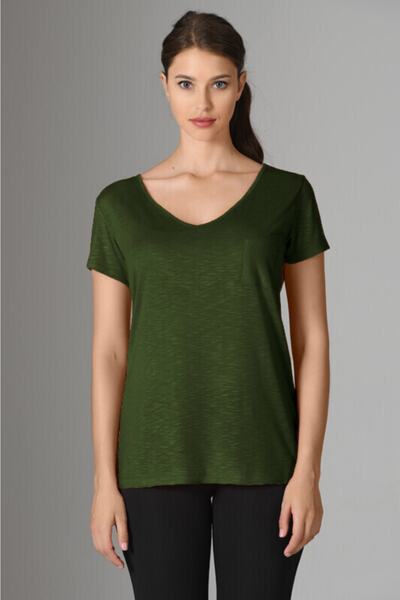 LOYA Haki V Yaka T-shirt