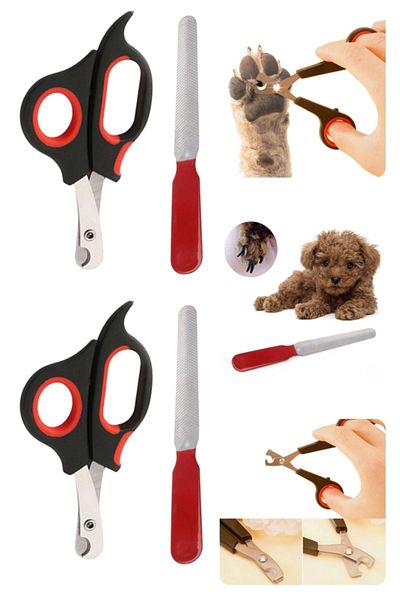 Buffer ® 2 Pieces Pet Nail Clipper and Rasp Set Manicure Pedicure Paw Care Tool Non-Slip Handle
