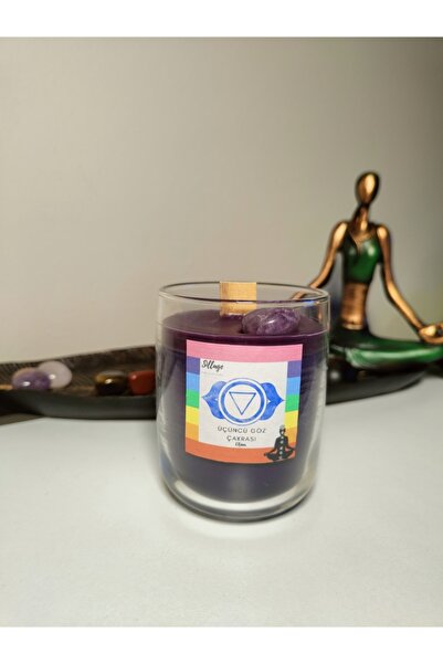 SillageCandle Üçüncü Göz Çakrası Meditasyon Yoga Şifa Mumu Ametist Taşı Ve Ça...