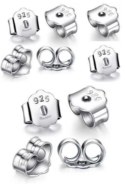 BERCHINE 925 Ayar Gümüş Küpe Arkalığı, Küpe Klipsi 10 Adet