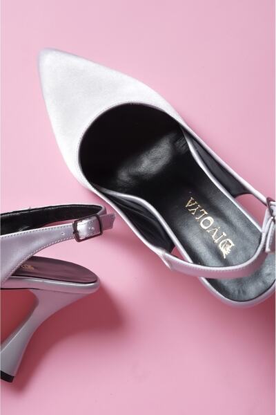 DİVOLYA Pantofi cu toc de utilizare zilnică din satin gri