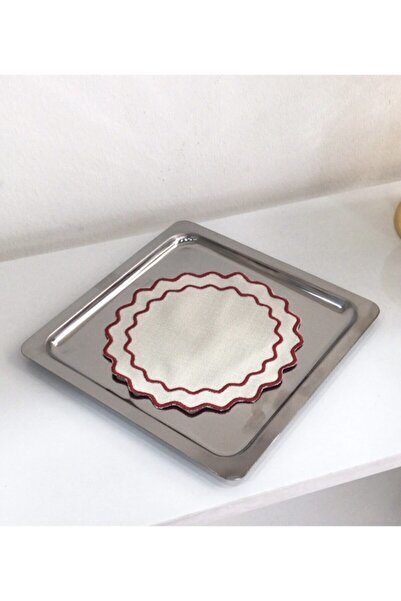 Mira züccaciye صينية تقديم فضية مربعة من الفولاذ المقاوم للصدأ - صينية تقديم ...