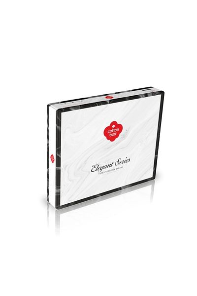 Cotton Box Set cuvertură dublă din satin de bumbac cu dungi elegante, alb