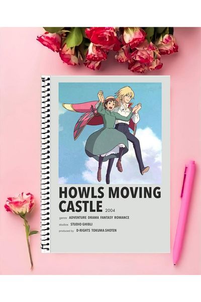 animeandyourworld Howl's Moving Castle - 1 Piece A4 Special Design Ring Unlined Large Size Notebook 21*29 cm