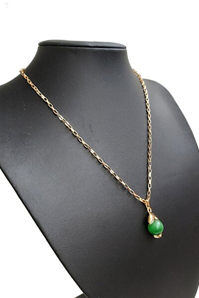 BİJUTERİ EVİ Akik Taşı Yunus Figürlü Küre Doğal Taşlı Kolye - 95