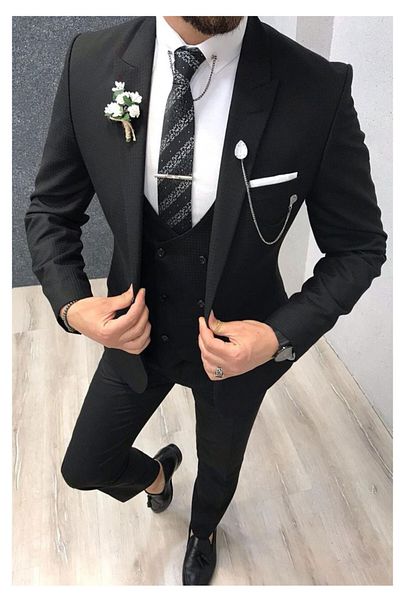MKB TEKSTİL Slim-fit férfi mellényruha (gallérdísz és nyakkendő ajándék)