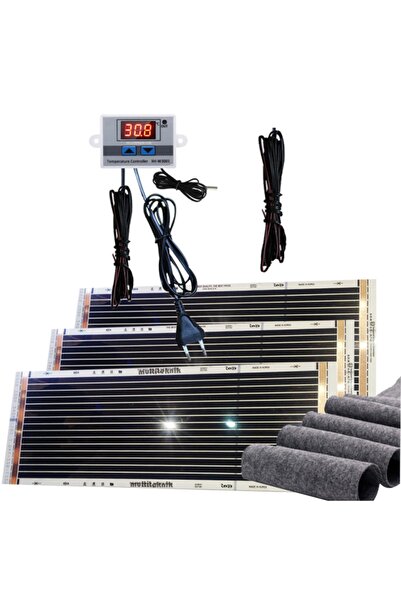 multiteknik 3 Adet Rexva 25x80 Karbon Isıtıcı Film+dijital Termostat+3 Adet K...