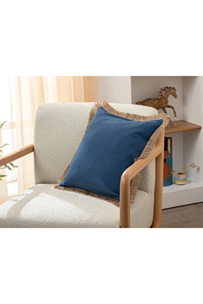 English Home Marine Glory Jüt Biyeli Kırlent Kılıfı 45x45 Cm İndigo