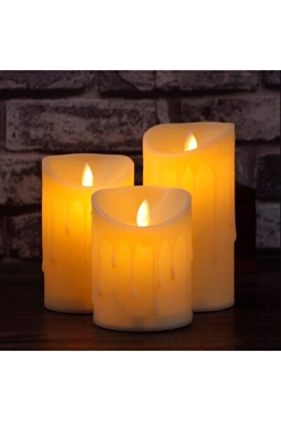 HEYBENİDOLDUR 3 Lü Led Mum Tealight Erimiş Görünümlü Pilli Dekoratif Led Mum