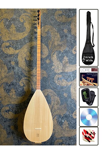 LORE Natural Uzun Sap Saz Bağlama Ultra Maxi Set Kılıf + Akort Aleti + Yedek ...