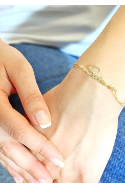 VeraDesignGold 14 Ayar Altın Kişiye Özel Bileklik, Isimli Altın Bileklik, Zar...