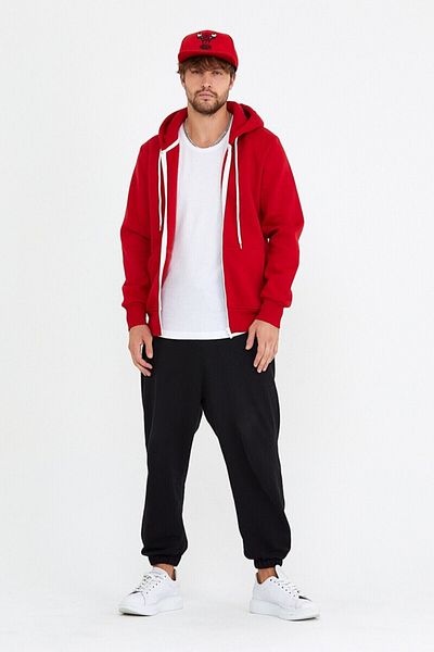 PLA STORE Hooded Zippered Red Sweatshirt