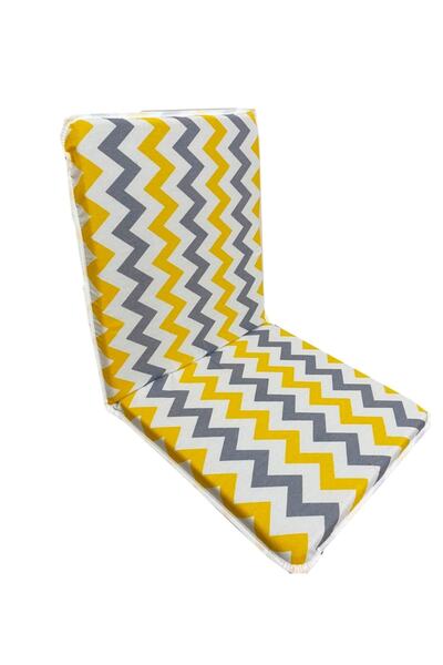 Vip Home Concept Chair Cushion with Back, Elastic, Zipper, Sponge - 6 Pieces (Yellow Gray Zigzag) Washable