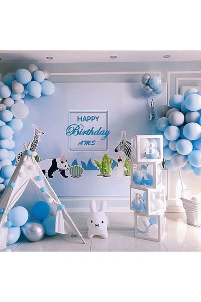 Parti dolabı 25 Adet Mavi Makaron Balon Soft Pastel Doğum Günü Balonu