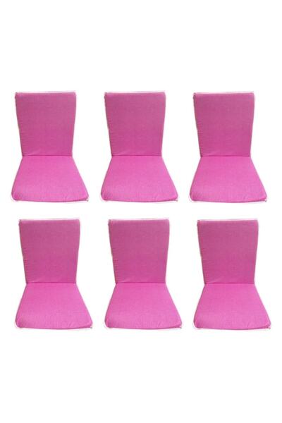 Vip Home Concept Market Ürünleri Chair Cushion with Back, Elastic, Zipper, Sponge - 6 Pieces (pink marl) washable
